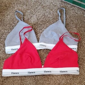NWOT 2 Small Hanes Cotton Stretch Triangle Bralettes